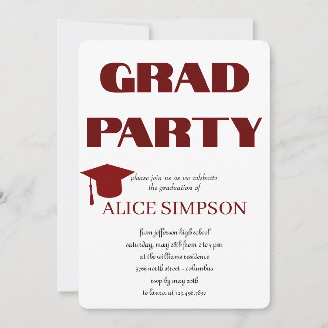 Convites simples para Festa de formatura (Frente)