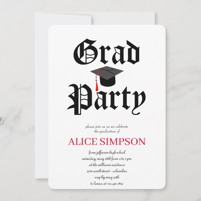 Convites simples para Festa de formatura (Frente)