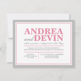 Convites somente para Recepção de Casamento Cinza 