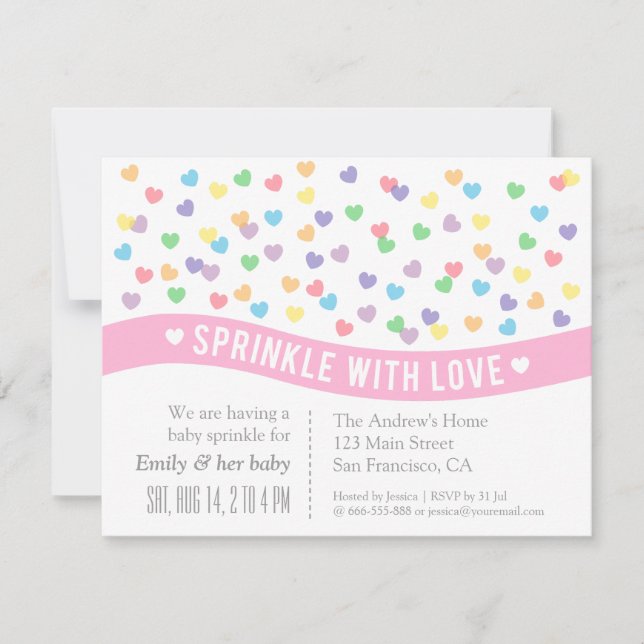 Convites Sprinkle with Love Baby Sprinkle (Frente)