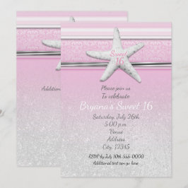 Convites Starfish Elegant Beach Rosa Sweet 16