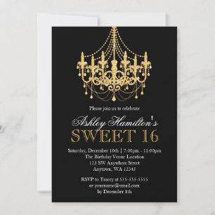 Convites Sweet 16 Lustre Falso Dourado Candeeiro