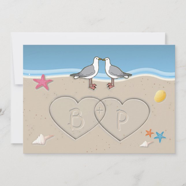 Convites temáticos do casamento da praia das (Frente)