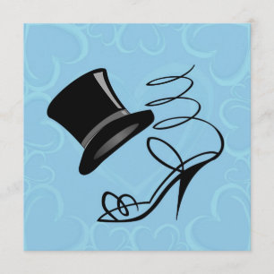 Convites Top Hat e Saltos Altos Sky Blue Hearts