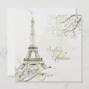 Convites TOWER EIFFEL PixDezines/ Fundo de DIY