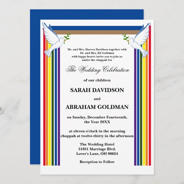 Convites tradicionais para Casamento Judaico - Arc (Frente/Verso)