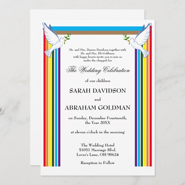 Convites tradicionais para Casamento Judaico - Arc (Frente/Verso)