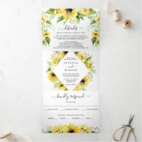 Convites Tri-Fold para Casamento no Jardim de Gira