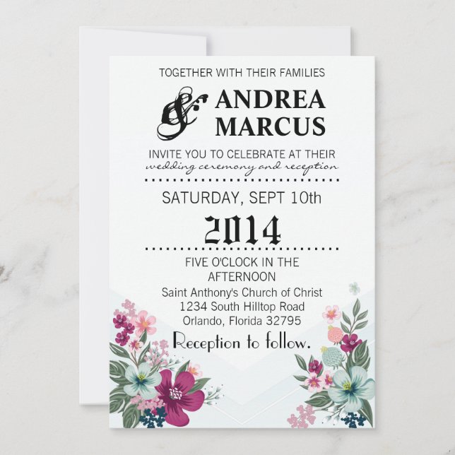 Convites tropicais de casamento 5x7 em Blue Om (Frente)