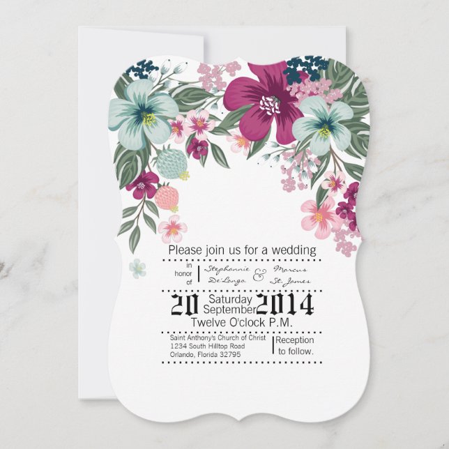 Convites tropicais de casamento 5x7 em branco (Frente)