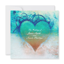 Convites Tropicais de Coração Azul do Oceano