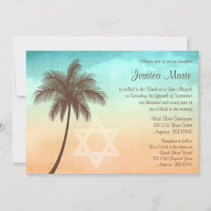 Convites tropicais de Mitzvah do bastão da