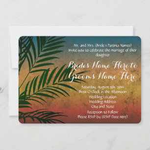 Convites tropicais do casamento da palma da praia