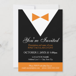 Convites Tuxedo | Partido Formal Negro e Laranja