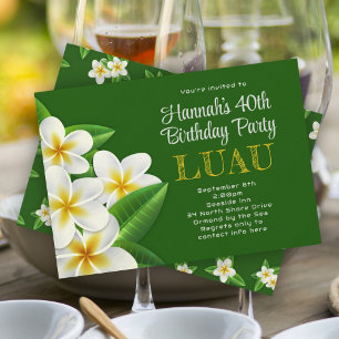 Convites Verdes Frangipani Hawaiian Luau Party
