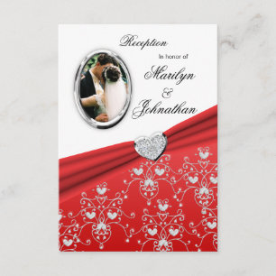 Convites vermelhos da recepção do damasco do