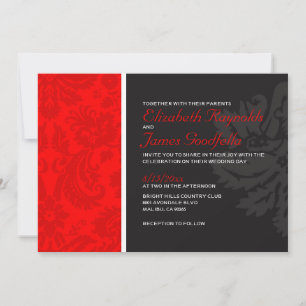 Convites vermelhos do casamento tema damasco