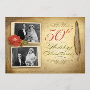 convites vintage de 50 anos de casamento duas foto