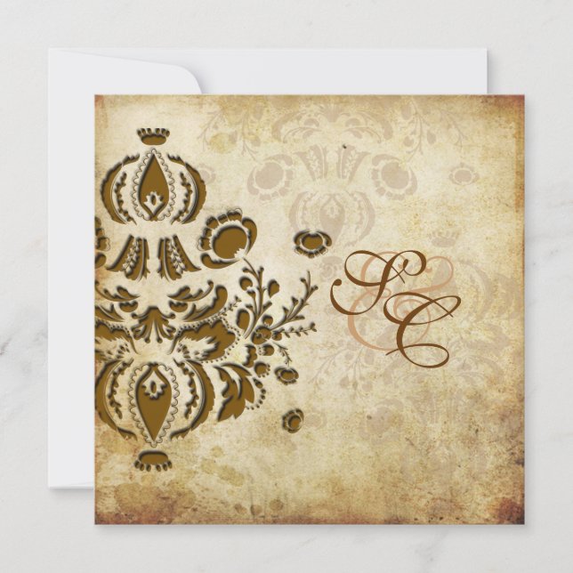 Convites Vintage Dolcè Damask PixDezines (Frente)