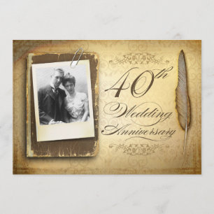 convites vintage para 40º aniversário de casamento
