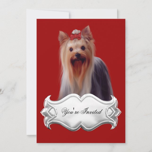 Convites Yorkshire terrier Cachorro Filhotes Verme (Frente)