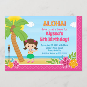 Convocação de Aniversário para Garota Hula Convite