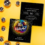 Convocação de Vamos de Meio-Tons para Celebrar Con<br><div class="desc">Espelho colorido bola de discoteca com convite de aniversário da festa de dança com efeito de meia-tona dourado. Perfeito para festas de aniversário de homens e mulheres.</div>