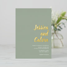 Convocação para Casamento de Texto Dourado Verde d