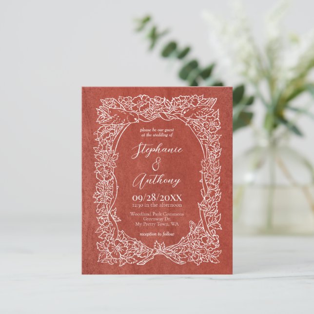 Convocação para Casamento Floral Terracotta (Em pé/Frente)