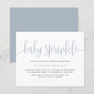 Convocação para o bebê da caligrafia azul Dusty