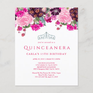 Convocações para Quinceanera Floral Elegante