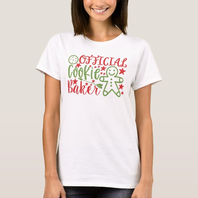 Cookie Baker Natal feminino Camisa de T-Shirt (Frente)