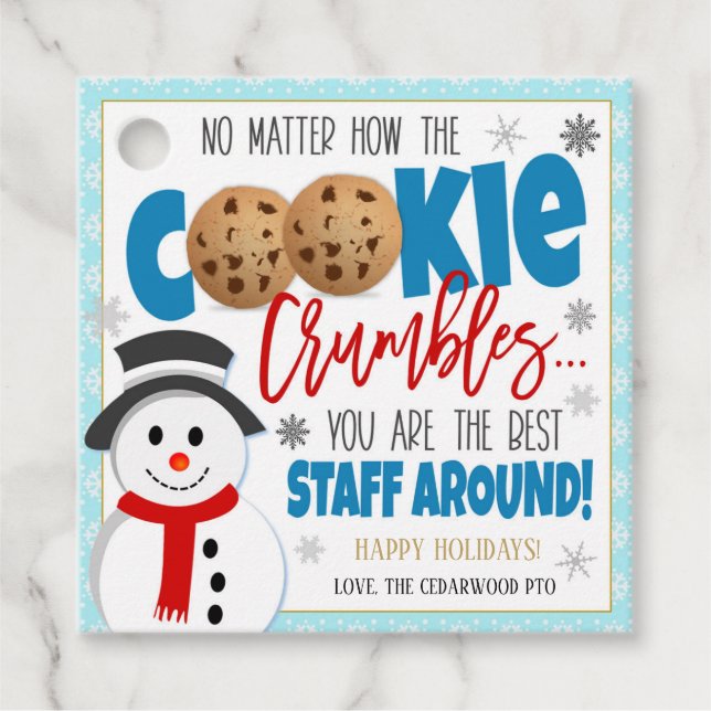 Cookie de Férias Obrigado Etiqueta de Presente (Frente)