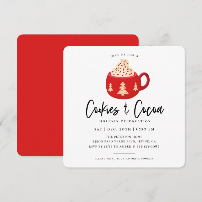 Cookies e Convite de festas de Natal de Cacau (Frente/Verso)