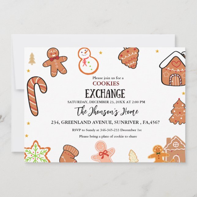 Cookies Exchange Convite de festas de Natal (Frente)