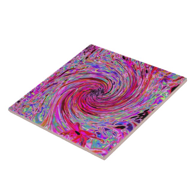 Cool Abstract Retro Hot Pink and Red Floral Swirl (Lateral)