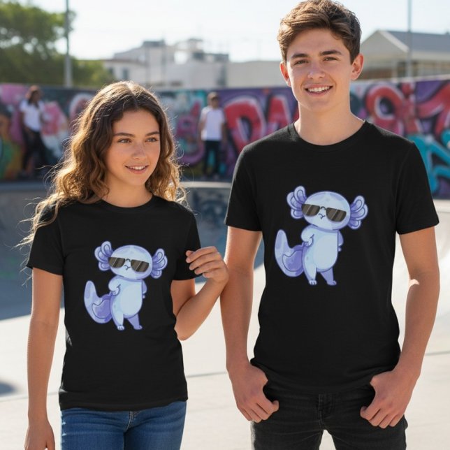 Cool Axolotl Sunglasses Youth Kids T-Shirt (Criador carregado)