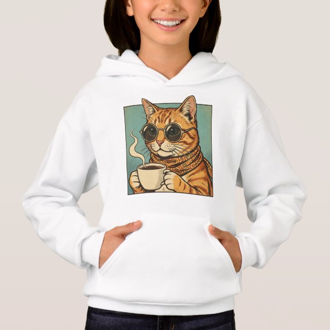 Cool Cat Coffee Retro Style Design for Cat Lovers (Frente)