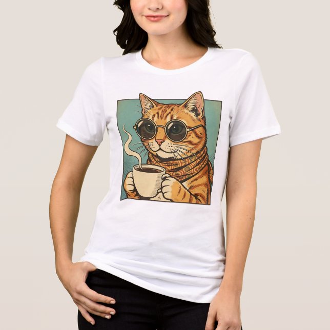 Cool Cat Coffee Retro Style Design for Cat Lovers (Frente)