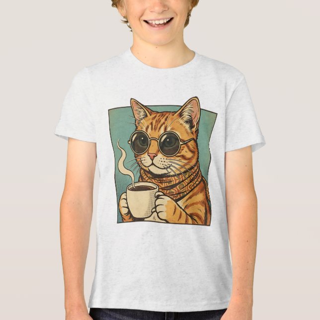 Cool Cat Coffee Retro Style Design for Cat Lovers (Frente)