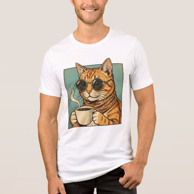 Cool Cat Coffee Retro Style Design for Cat Lovers (Frente)