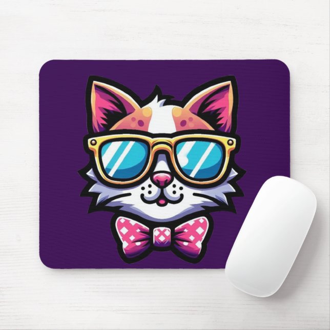 Cool Cat Mouse Pad – Acessório de Mesa Divertido e (Com mouse)
