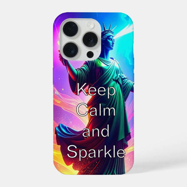 Cool Dramatic Lady Liberty Keep Calm and Sparkle  (Verso)