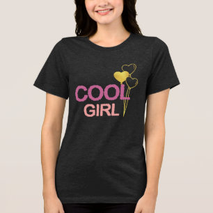 Cool Girl Rosa e Balões Coração Dourados Chic