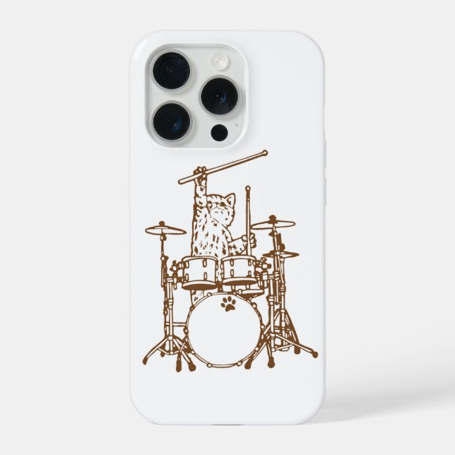 Cool Musician Cat Playing Drums  (Verso)