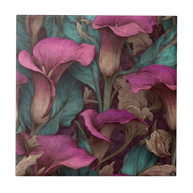 Cool Portuguese Calle Lilies  Tiles  For Bathroom  (Frente)