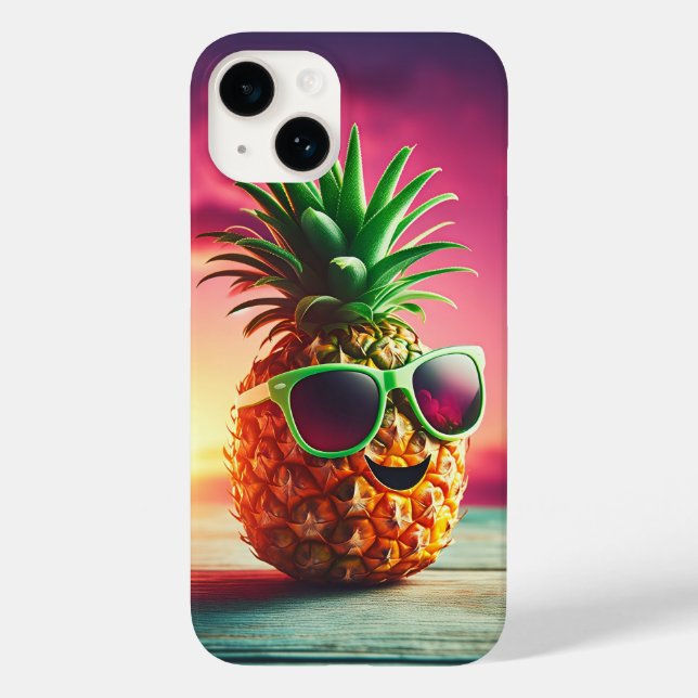 Cool Summer Pineapple with gree Sunglasses - Happy (Verso)
