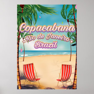 Copacabana, poster da praia do viagem de Rio de