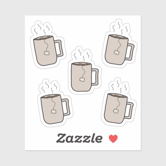 Copas de chá - Folha de adesivos de papelaria (Folha)