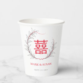 Copas de Papel de Casamento de Dupla Felicidade Ch